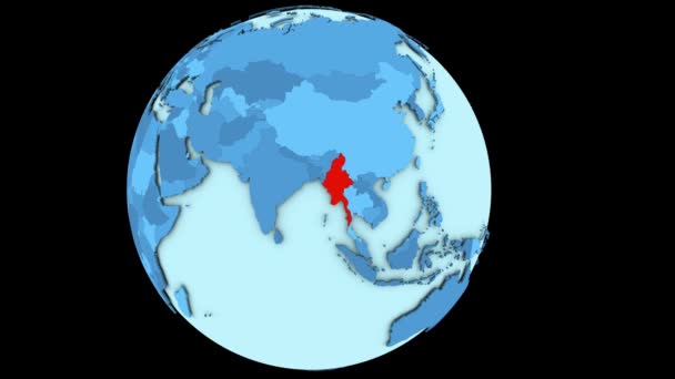 Мьянма на голубой планете — стоковое видео