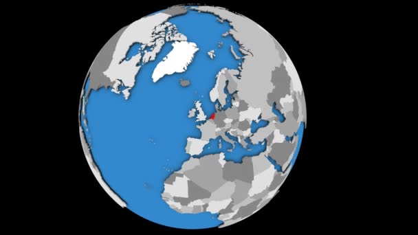 Zooming in on Netherlands on political globe — Stock Video