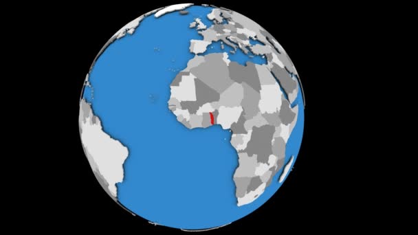 Inzoomen op Togo op politieke wereldbol — Stockvideo