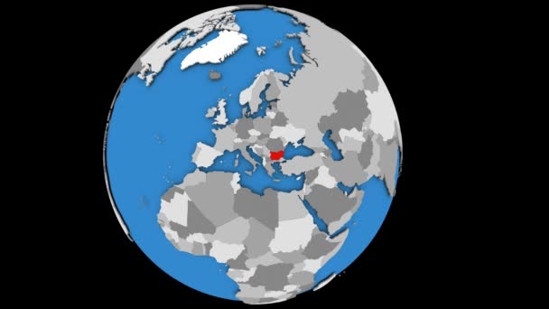 Zoom sur la Bulgarie sur le globe politique — Video