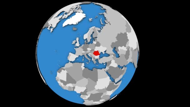 Vergrößern Rumänien auf politischem Globus — Stockvideo