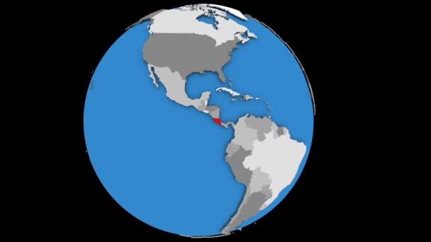 Zooming na Costa Rica em globo político — Vídeo de Stock