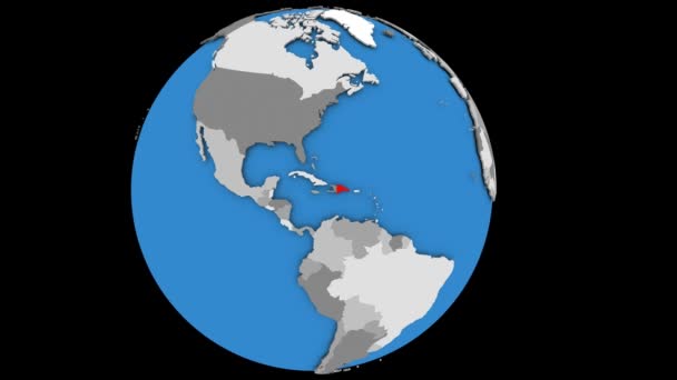 Zooming na República Dominicana em globo político — Vídeo de Stock