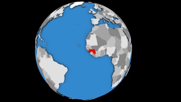 Zoom sur la Guinée sur le globe politique — Video