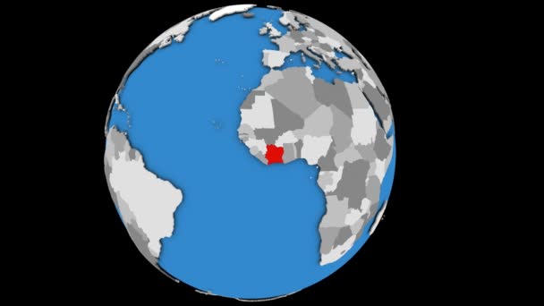Zooma in på Elfenbenskusten på politiska jordglob — Stockvideo