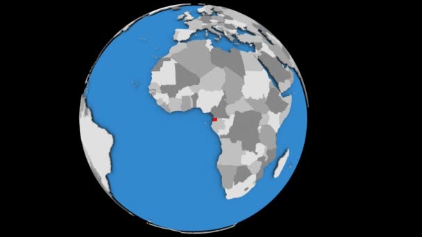 Zooma in på Ekvatorialguinea på politiska jordglob — Stockvideo