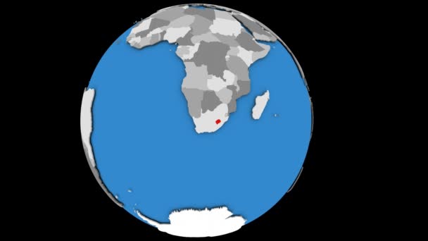 Lesotho auf politischem Globus — Stockvideo