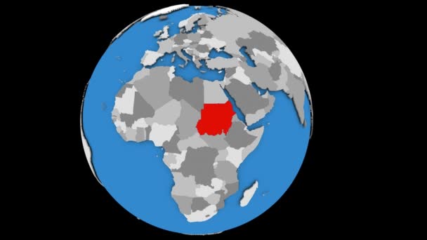 Приближается к Судану на политическом глобусе — стоковое видео