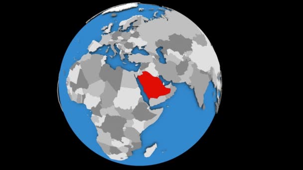 Powiększanie na Arabia Saudyjska Globus polityczny — Wideo stockowe