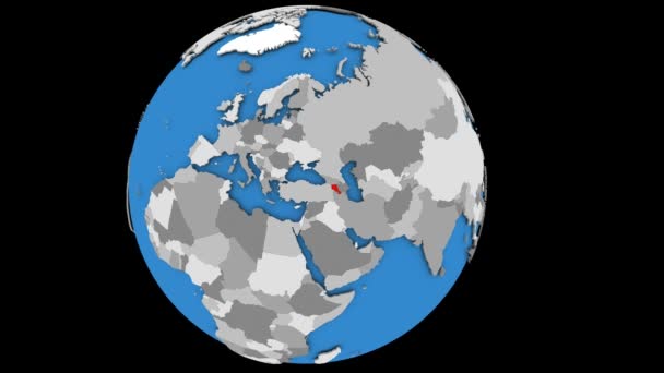 Zooming in on Armenia on political globe — Stock Video