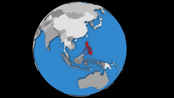 Приближается Филиппины на политическом глобусе — стоковое видео