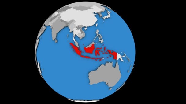 Zooming in on Indonesia on political globe — Stock Video