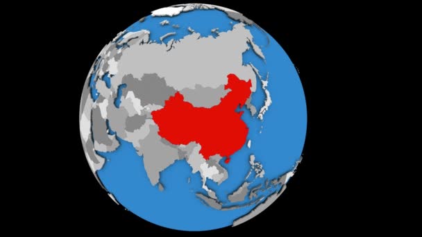 Porzellan auf politischem Globus — Stockvideo