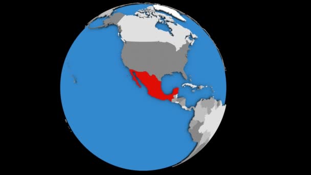Vergrößern Mexiko auf politischem Globus — Stockvideo