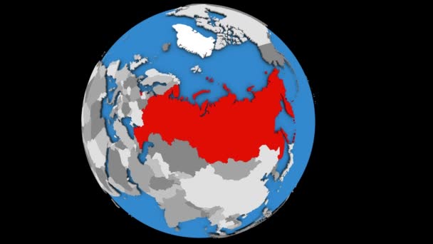 Приближается к России на политическом глобусе — стоковое видео