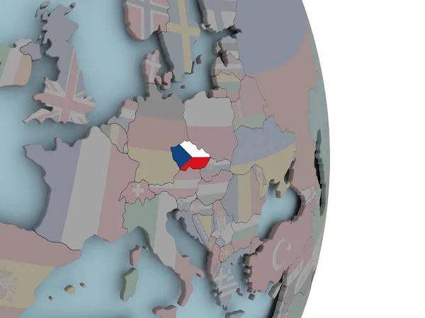 Czech Republic Embedded National Flag Political Globe Illustration — Stock Photo, Image