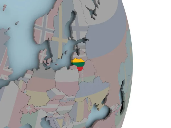 Lithuania Embedded National Flag Political Globe Illustration — Stock Photo, Image