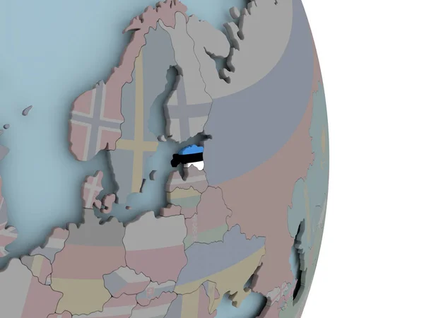 Estland Mit Eingebetteter Nationalflagge Auf Dem Politischen Globus Illustration — Stockfoto