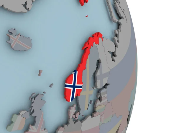 Norge Med Inbäddade Flagga Politiska Jordglob Illustration — Stockfoto