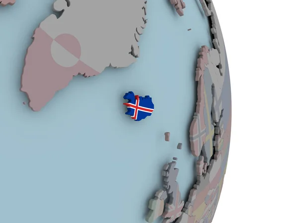 Iceland Embedded National Flag Political Globe Illustration — Stock Photo, Image