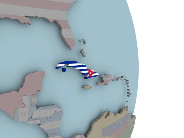 Cuba Avec Drapeau National Intégré Sur Globe Politique Illustration — Photo