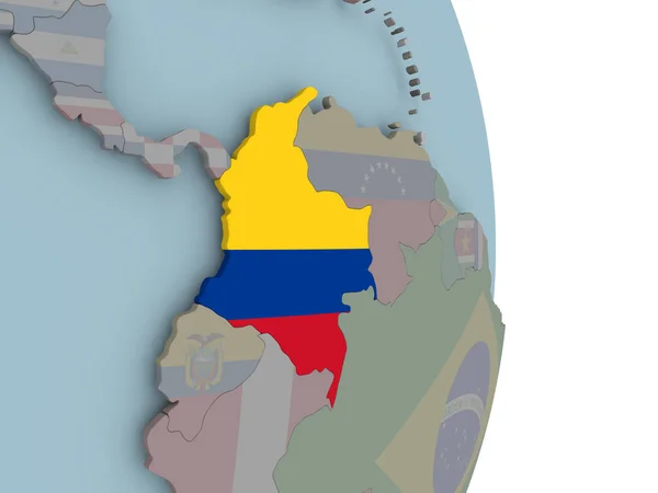 Colombia Embedded National Flag Political Globe Illustration — Stock Photo, Image