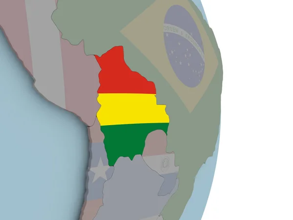 Bolivia Med Inbäddade Flagga Politiska Jordglob Illustration — Stockfoto