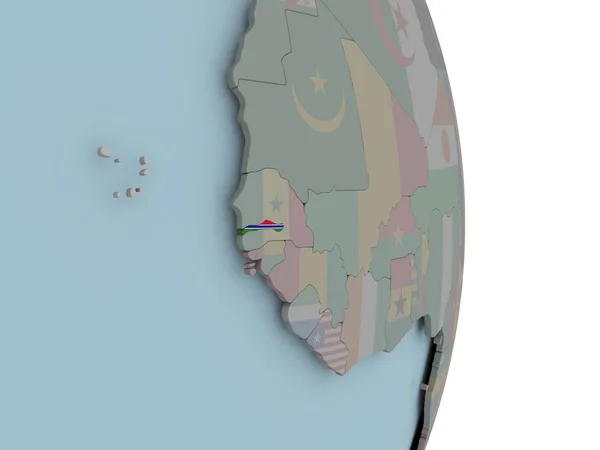 Гамбія Вбудованих Національний Прапор Політичні Земної Кулі Ілюстрація — стокове фото