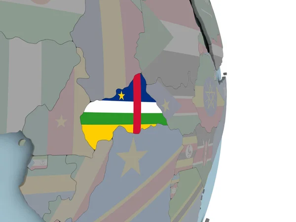 Центральна Африка Вбудованих Національний Прапор Політичні Земної Кулі Ілюстрація — стокове фото
