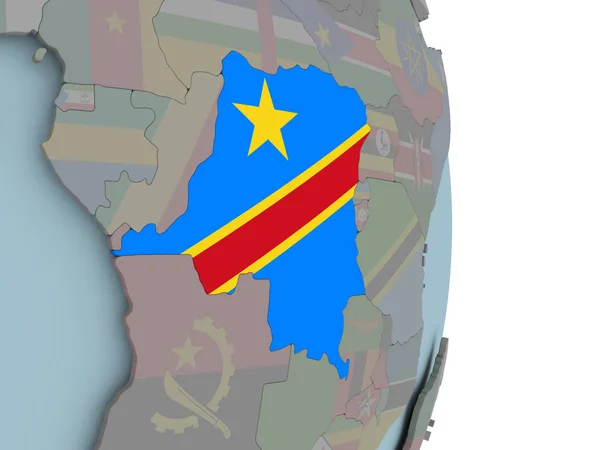 República Democrática Del Congo Con Bandera Nacional Incorporada Mundo Político — Foto de Stock