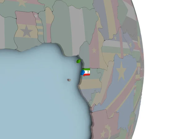 Guinea Ecuatorial Con Bandera Nacional Incrustada Globo Político Ilustración —  Fotos de Stock