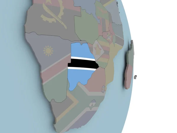 Ботсвана Встроенным Государственным Флагом Политическом Глобусе Иллюстрация — стоковое фото