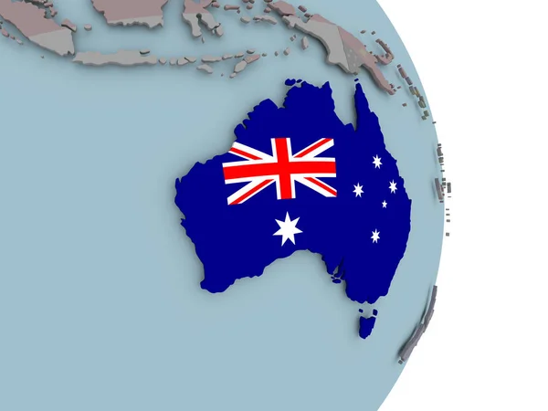 Australie Avec Drapeau National Intégré Sur Globe Politique Illustration — Photo