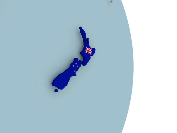 Нової Зеландії Вбудованих Національний Прапор Політичні Земної Кулі Ілюстрація — стокове фото