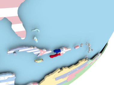 Haiti Illustration katıştırılmış bayrak ile siyasi dünya üzerinde. 3D çizim.