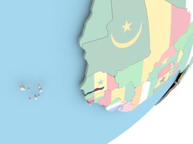 Gambiya Illustration katıştırılmış bayrak ile siyasi dünya üzerinde. 3D çizim.