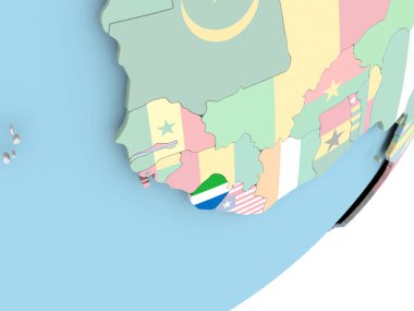 Sierra Leone Illustration katıştırılmış bayrak ile siyasi dünya üzerinde. 3D çizim.