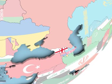 Georgia Illustration katıştırılmış bayrak ile siyasi dünya üzerinde. 3D çizim.