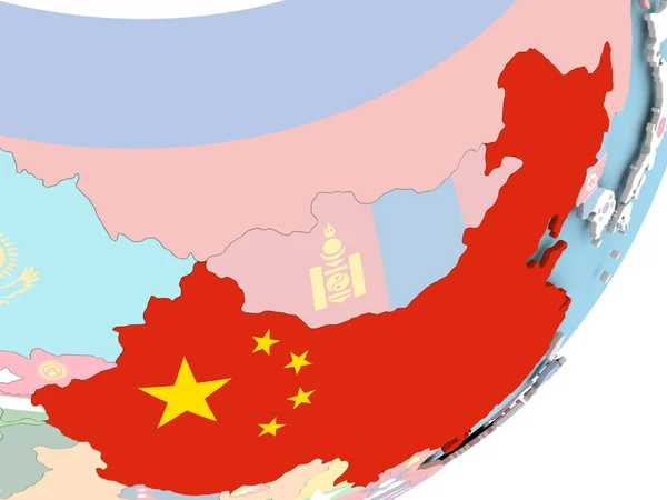 Ilustração China Globo Político Com Bandeira Embutida Ilustração — Fotografia de Stock