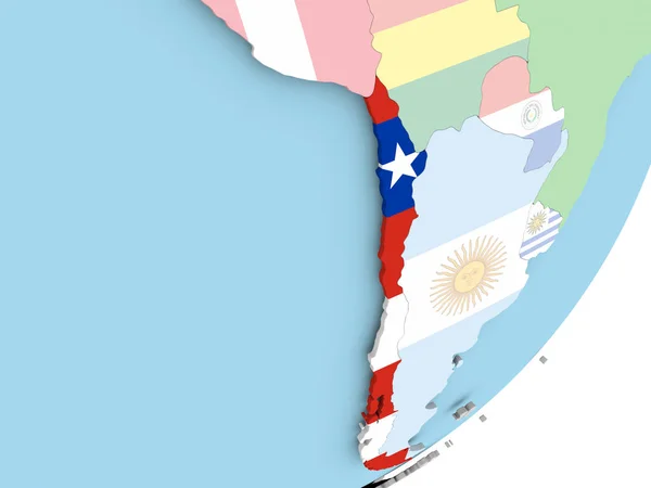 Illustration Chile Political Globe Embedded Flag Illustration — Stock Photo, Image