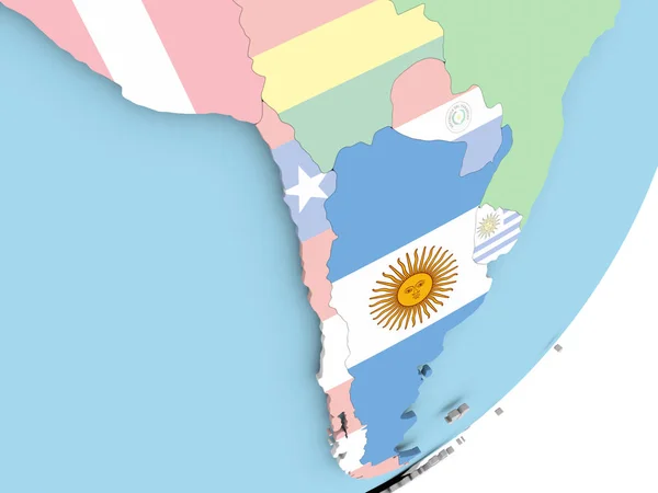 Illustration Argentina Political Globe Embedded Flag Illustration — Stock Photo, Image