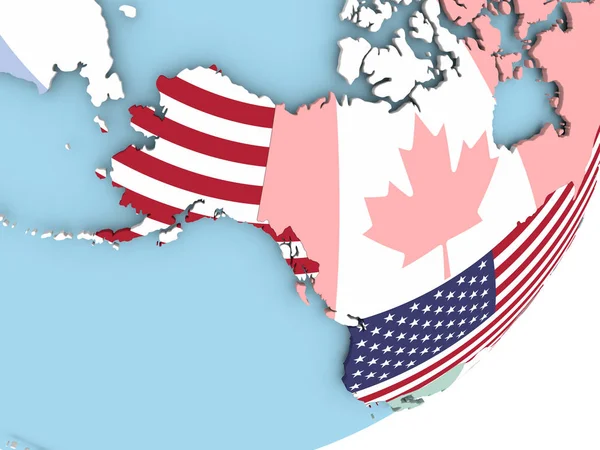 Ilustracja Usa Globus Polityczny Flagą Osadzonych Ilustracja — Zdjęcie stockowe