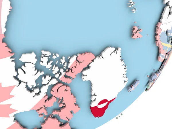 Illustration Grönland Politiska Jordglob Med Inbäddade Flagga Illustration — Stockfoto