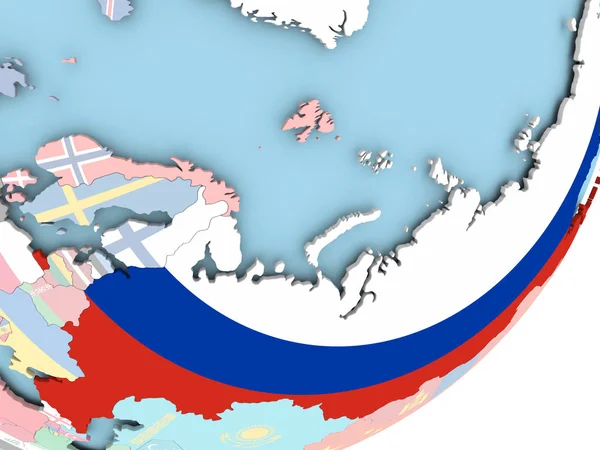Ilustrace Ruska Politické Globe Vloženými Vlajky Obrázek — Stock fotografie