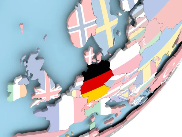 Illustration Allemagne Sur Globe Politique Avec Drapeau Intégré Illustration — Photo