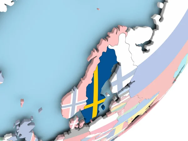 Illustration Sweden Political Globe Embedded Flag Illustration — Stock Photo, Image