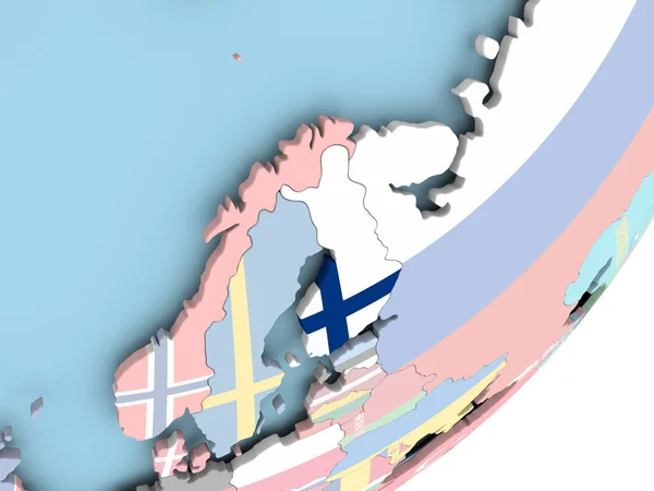 Illustrazione Della Finlandia Sul Globo Politico Con Bandiera Incorporata Illustrazione — Foto Stock