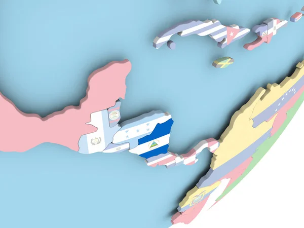 Illustration Nicaragua Politiska Jordglob Med Inbäddade Flagga Illustration — Stockfoto