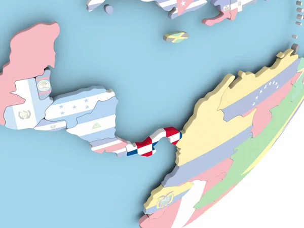 Ilustracja Panamy Globus Polityczny Flagą Osadzonych Ilustracja — Zdjęcie stockowe