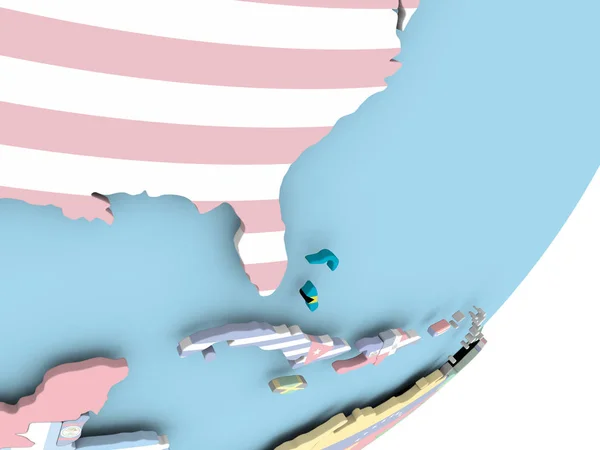 Illustration Bahamas Politiska Jordglob Med Inbäddade Flagga Illustration — Stockfoto